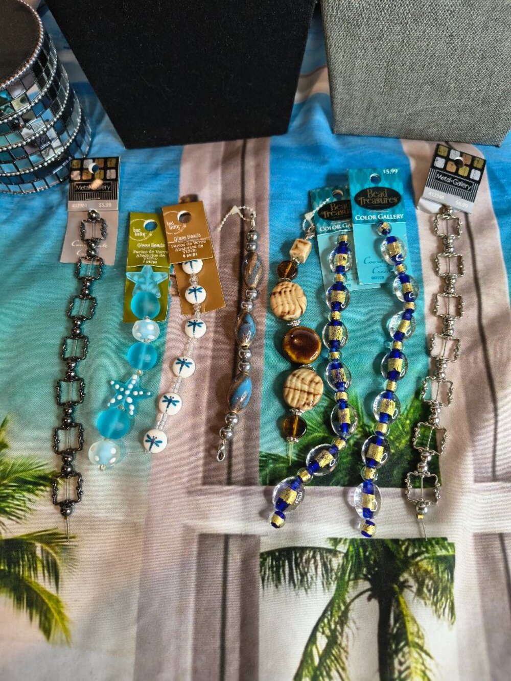 8 Strands of Metal Glass and Ceramic Crafting Beads